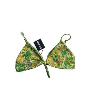 NEW Skatie Green Paisley Triangle Bikini Top Sustainable California Size M